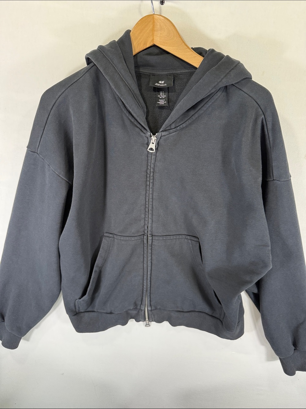H&M Black Heavy Full-Zip Hooded Sweatshirt